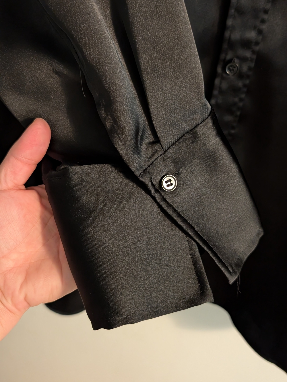 H&M Black Satin Button-Down Blouse - Picture 3 of 8